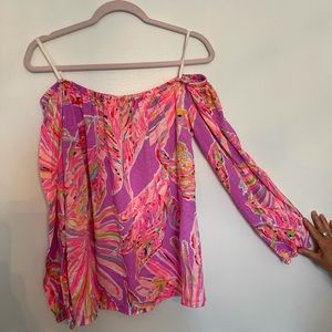 Lilly Pulitzer off the shoulder long sleeve shirt